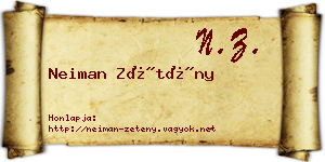 Neiman Zétény névjegykártya
